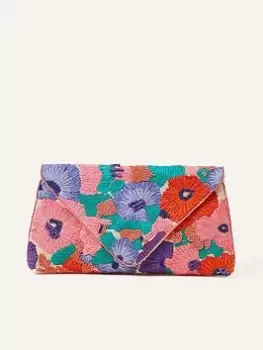 Image of Accessorize Raffia Floral Clutch