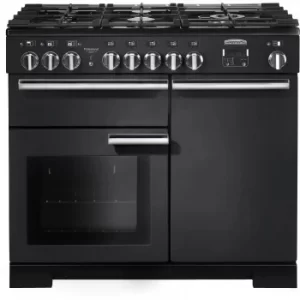 image of Rangemaster PDL100DFFCB/C Professional DELUXE 100cm Dual Fuel Cooker, Charcoal Bk