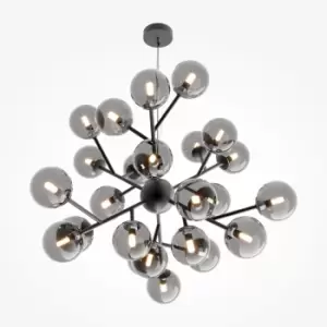 image of Maytoni Dallas Modern 24 Light Globe Pendant Ceiling Light Black, Smoky Shade, G9