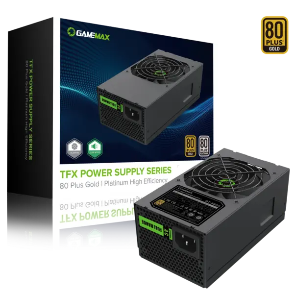 Image of GameMax GT-450G 450W 80 Plus Gold TFX Power Supply With 80mm Black Fan