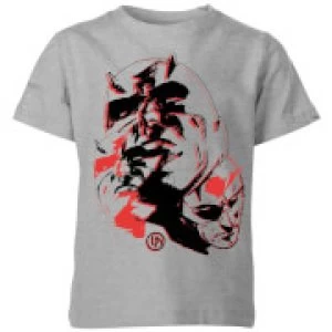 image of Marvel Knights Daredevil Layered Faces Kids T-Shirt - Grey - 11-12 Years