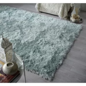 Image of Dazzle Modern Thick Silky Shiny Yarn Shaggy Rug in 120x170cm (4'x5'x6''), Duck Egg