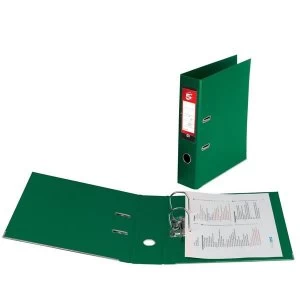 Image of 5 Star Lever Arch File PVC Spine 70mm Foolscap Green Pack 10