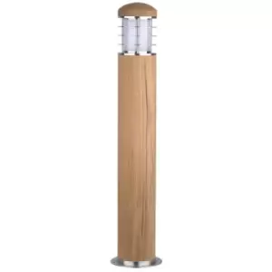 image of Elstead Poole - 1 Light Outdoor Bollard Light Stainless Steel, Teak IP55, E27