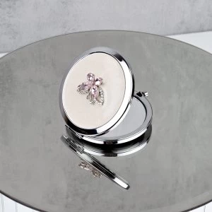 image of Sophia Silverplate Pink Butterfly Compact Mirror