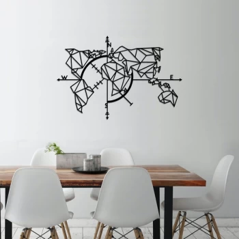 Image of World Map Metal Decor 2 - Black Decorative Metal Wall Accessory
