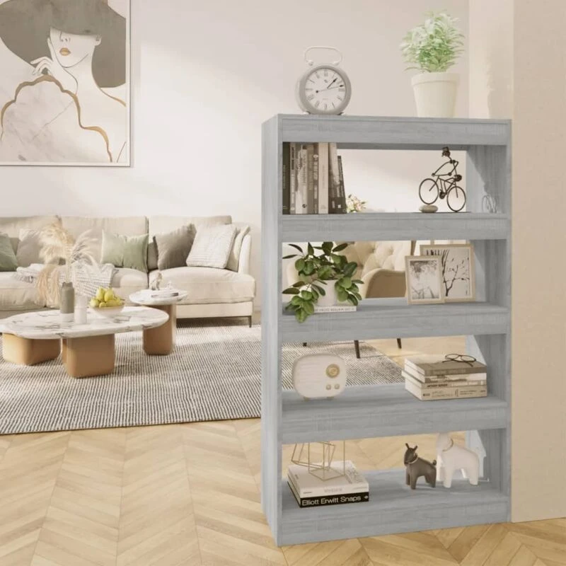 Image of VIDAXL Book Cabinet/Room Divider Grey Sonoma 80x30x135cm Engineered Wood Vidaxl 8720286844526