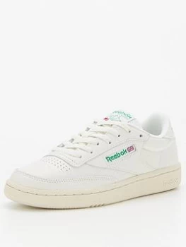 image of Reebok Club C 85 Trainers - White/Green, Size 5, Women