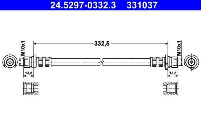 Image of ATE 24.5297-0332.3 Brake Hose Brake Hose (83)