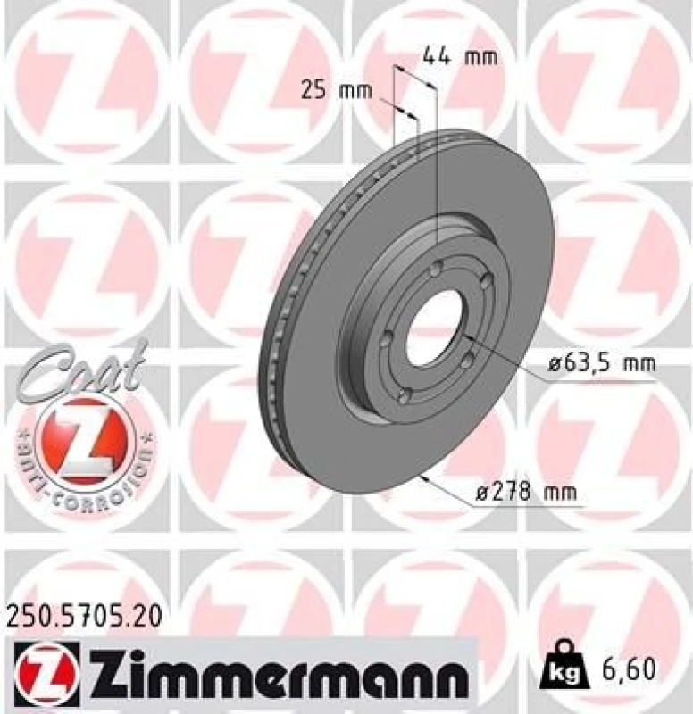 Image of ZIMMERMANN Brake disc ZIMMERMANN 250.5705.20