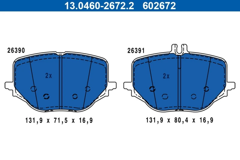 Image of Brake pad set ATE 13.0460-2672.2