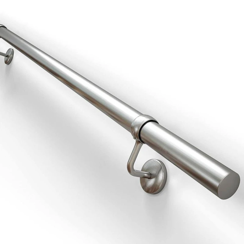 Image of Forgeworks Brushed Steel Premium Easy Install Indoor Stair Handrail Kit 2.4m in Silver Silver Unisex