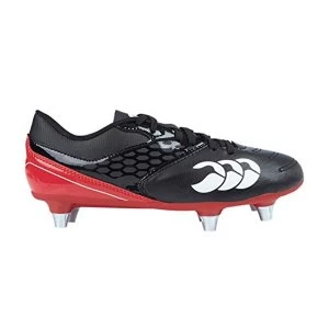 Image of Canterbury Unisex Kid's Phoenix Raze Soft Ground Rugby Boots, Black/True RED, 5 UK 38 EU