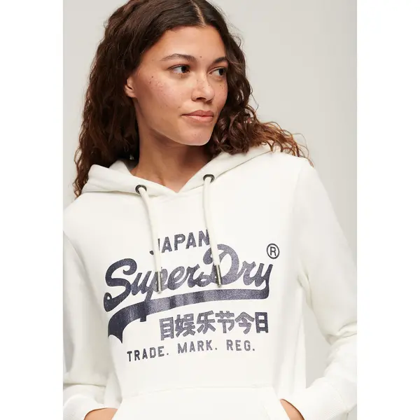 Image of Vintage Cotton Mix Hoodie with Metallic Logo Print