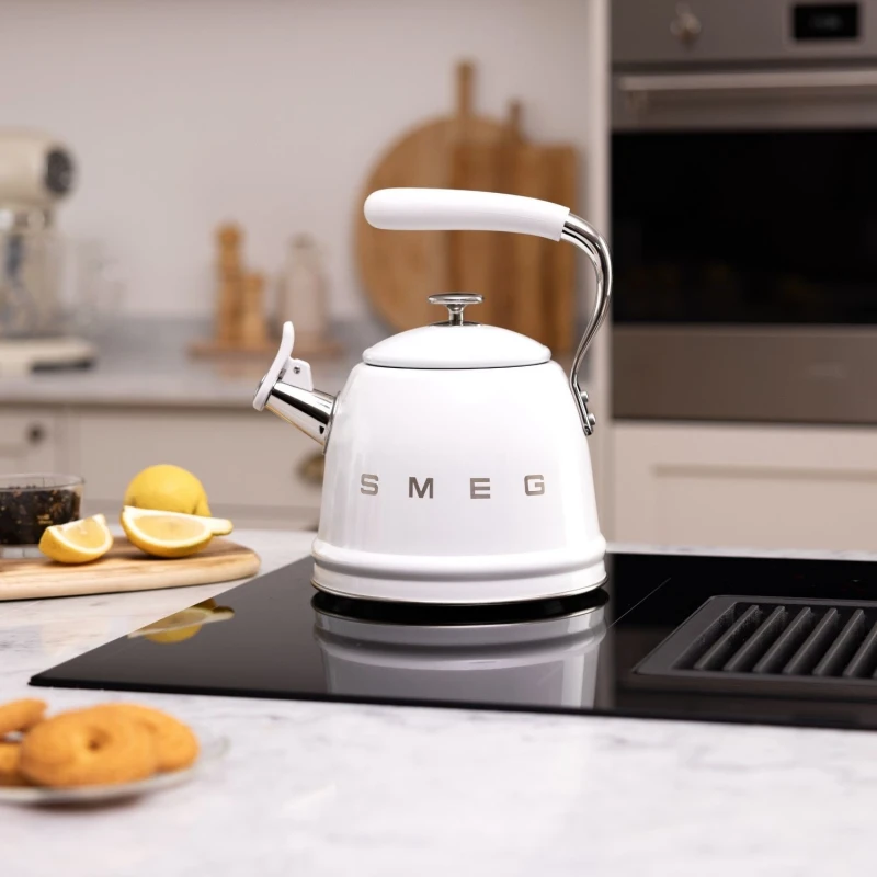 Image of Smeg 50's Style WKF01WH Whistling Hob Kettle - White