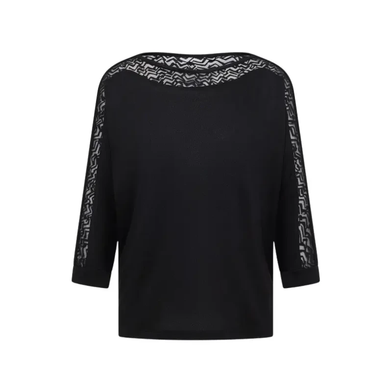 Image of cecil Womens long sleeve T-Shirt Cecil Batwing Burnout Noir Female S