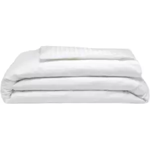 image of Belledorm 540 Thread Count Satin Stripe Duvet Cover Set (Single) (White) - White