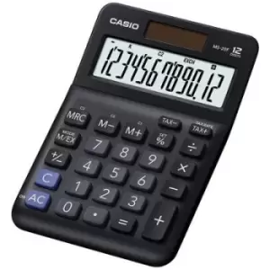 image of Casio MS-20F Desk calculator Black Display (digits): 12 battery-powered, solar-powered (W x H x D) 101 x 148.5 x 27.6 mm