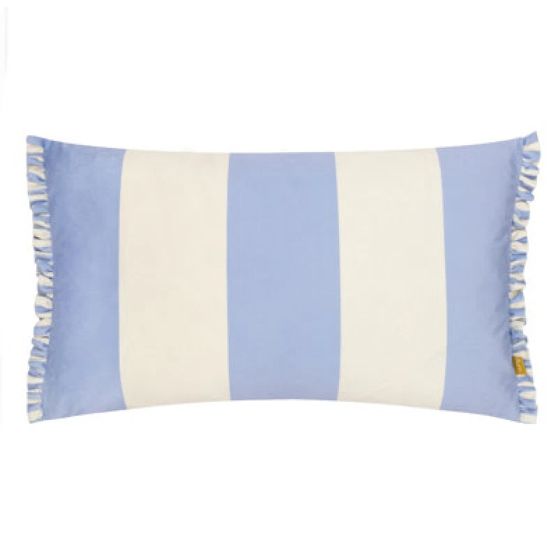 Image of Furn furn. Araya Striped Velvet Polyester Filled Cushion in Blue Size: 30cm x 50cm Blue 30cm x 50cm Unisex 5025532799029