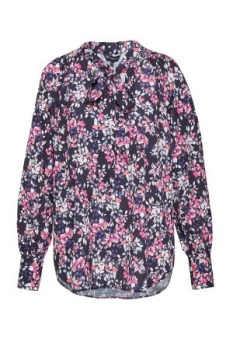 Image of French Connection Linosa Crepe Light Floral Blouse Blue