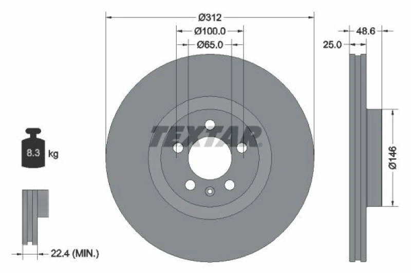 Image of Brake disc TEXTAR 92303303