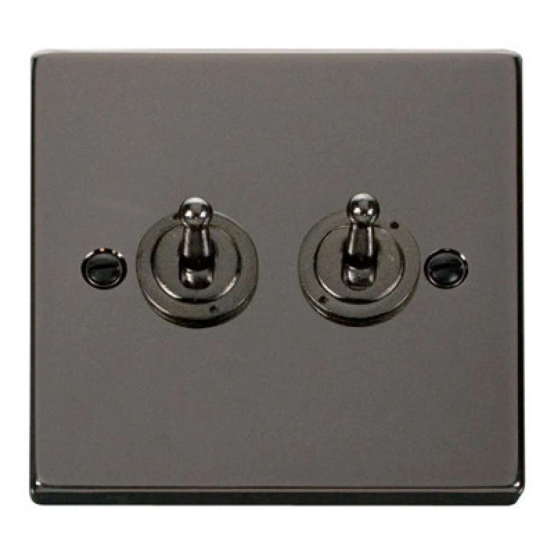 Image of SE Home Black Nickel 2 Gang 2 Way 10AX Toggle Light Switch Black