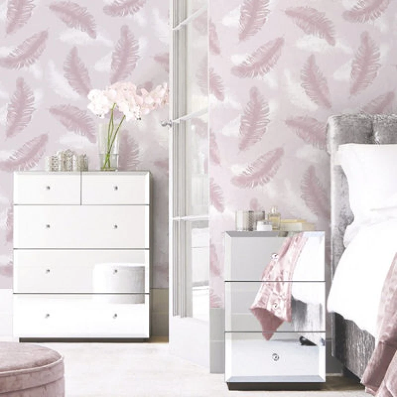 Image of Belgravia Decor Feather Pink Wallpaper
