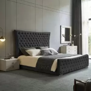 Image of Plexa Upholstered Beds - Plush Velvet, Double Size Frame, Black - Black