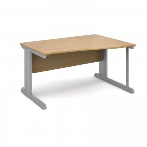 Image of Vivo Right Hand Wave Desk 1400mm - Silver Frame Oak Top