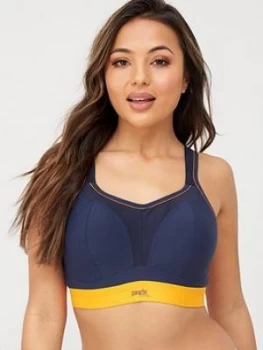 Panache Non Wired Sports Bra - Navy/Orange, Navy/Orange, Size 32D, Women