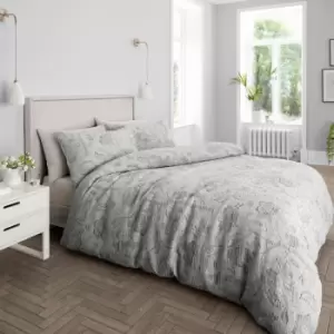 Image of Hyperion Interiors Elena Floral Duvet Cover & Pillowcase Set Grey