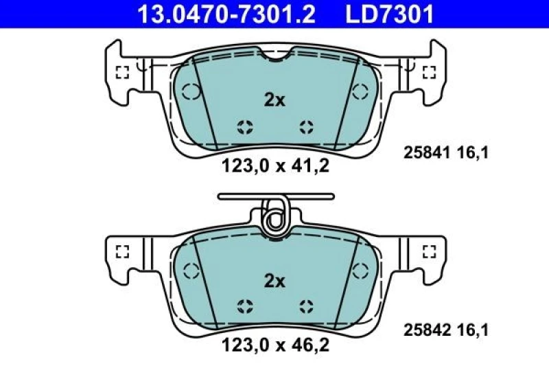 Image of ATE 13.0470-7301.2 Brake pad set excl. wear warning contact Brake Pad Set,disc brake (402)