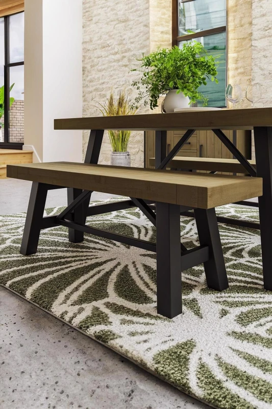 Image of FW Style Lowry Small Dining Bench Driftwood Lacquered Solid Reclaimed Pine, Brown LOW12