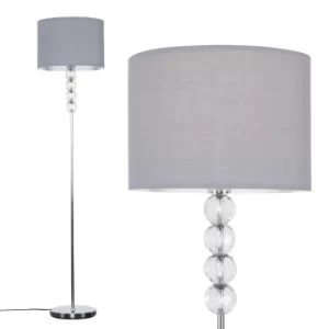 Image of Eleanor Chrome Floor Lamp with Large Grey Shade