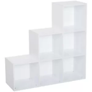 image of Homcom Cabinet Closet Organiser Bookcase 6 Cube with 3-Tier Shelf White