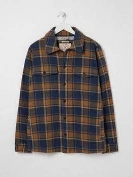 Image of FatFace Milton Check Overshirt - Tan , Tan, Size 3XL, Men