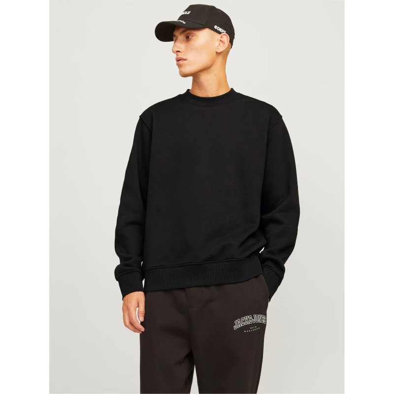Image of Jack and Jones Urban Edge 400 GSM Crew Sweat Mens Crew Sweaters S Black 52317703350