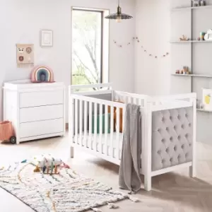Image of Babymore Velvet Deluxe 2 Piece Nursery Furniture Set White