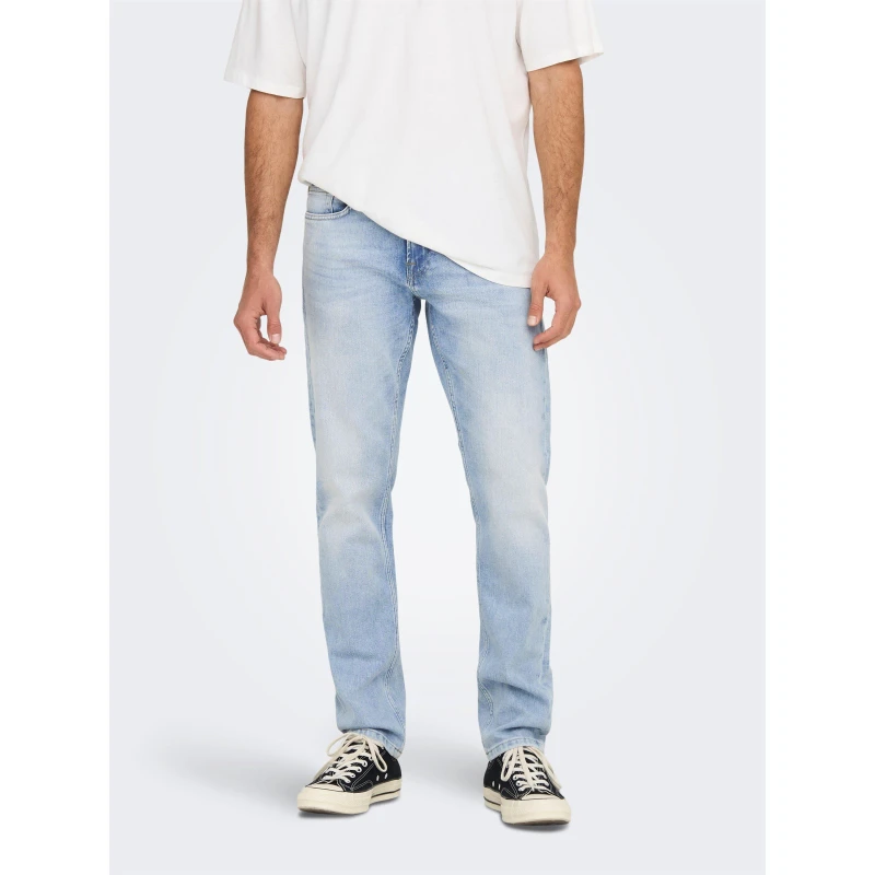 Image of Only and Sons Mens Tai Skinny Tapered Jeans Lt Blue Denim male 30W R