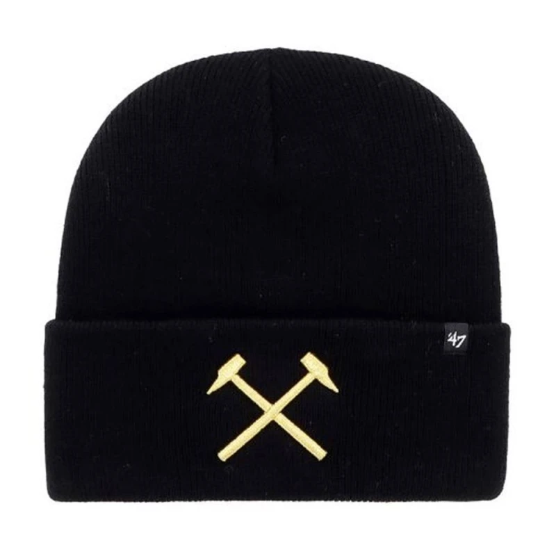 Image of West Ham United FC Mens Haymaker 47 Cuffed Beanie in Black Male One Size