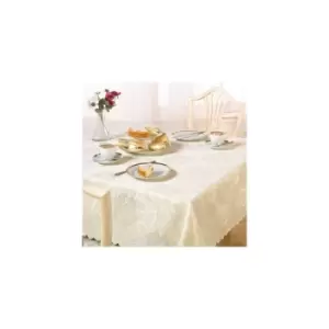 image of Emma Barclay - Damask Rose Tablecloth, Cream, 50 x 70 Inch