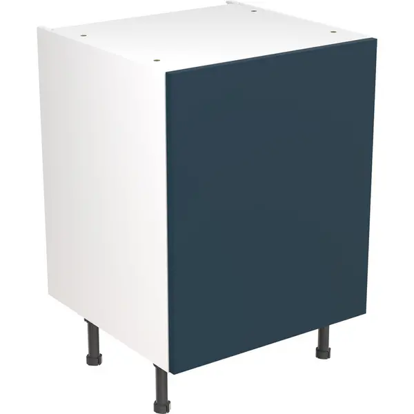 Image of Kitchen Kit Flatpack Slab Kitchen Cabinet Base Unit Ultra Matt 600mm in Indigo Blue MFC FKKF1304
