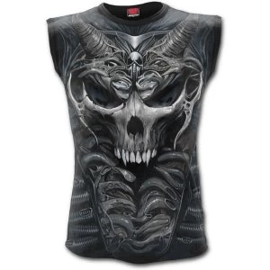 Image of SkullArmour Allover Sleeveles Sleeveles Mens Large T-Shirt - Black