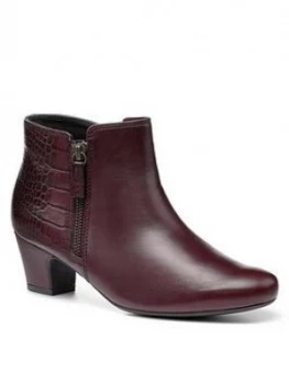Image of Hotter Delight Wide Fit Heeled Boots, Wine, Size 4, Women