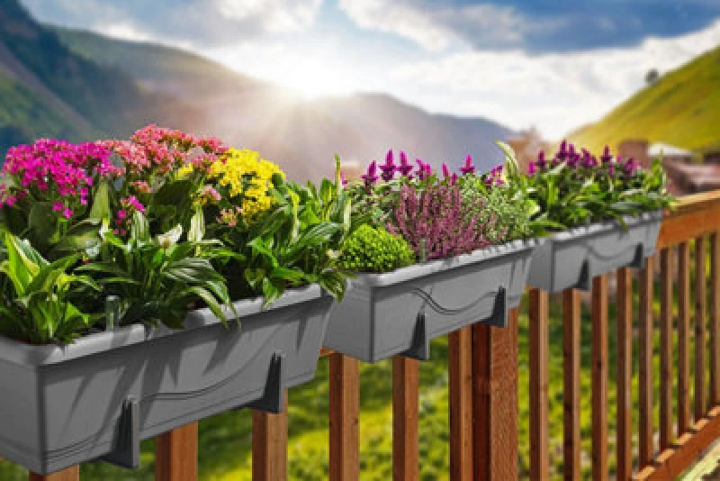 Image of Swift Set Of 2X 400mm - Self-Watering Planters, Troughs, Flowerpots For Balconies - With Vermiculite - W39 D21 H17Cm, 7.8L - Stone Grey