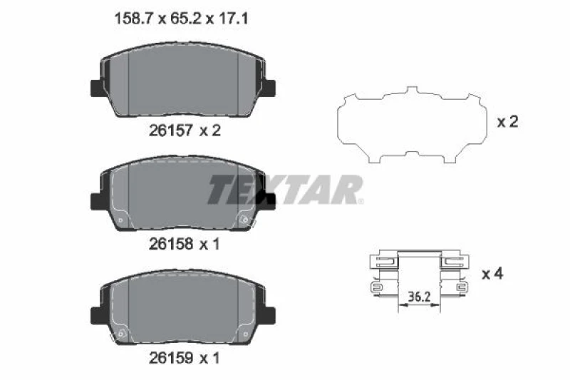 Image of Brake pad set TEXTAR 2615701