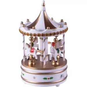 image of St Helens Xmas Carousel Music Box - White