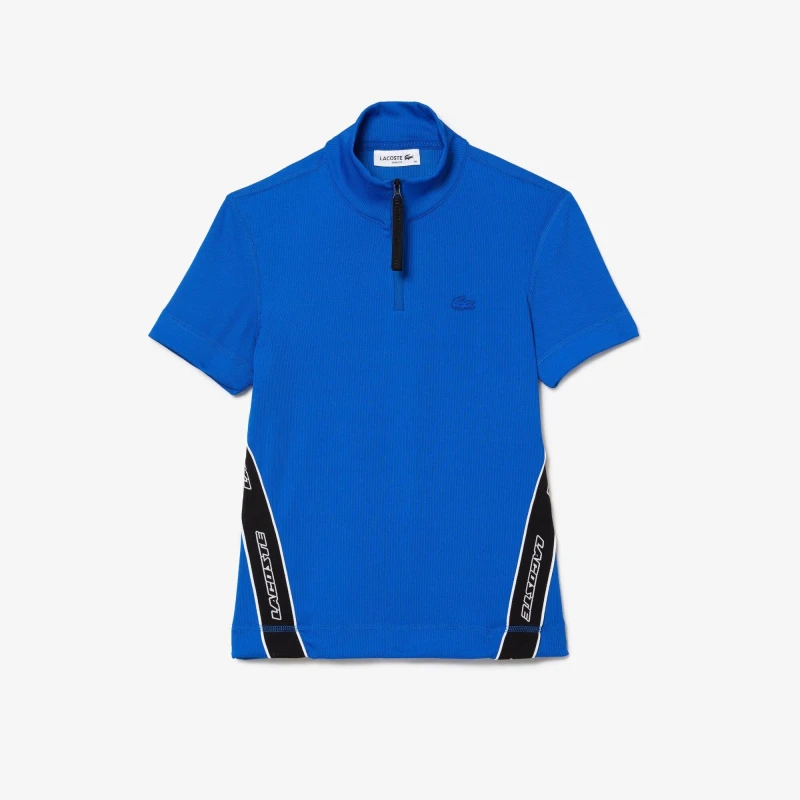 Image of Lacoste Womens Ribbed Collar Short Sleeve Polo Shirt Marina female 6 (34)