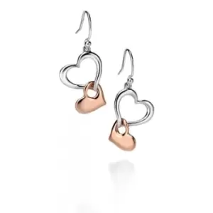 Image of Rose Gold Plated & Silver Multi Hearts Earrings E4861