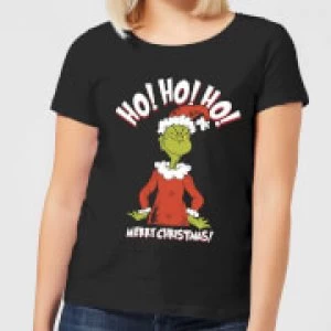 image of The Grinch Ho Ho Ho Smile Womens Christmas T-Shirt - Black